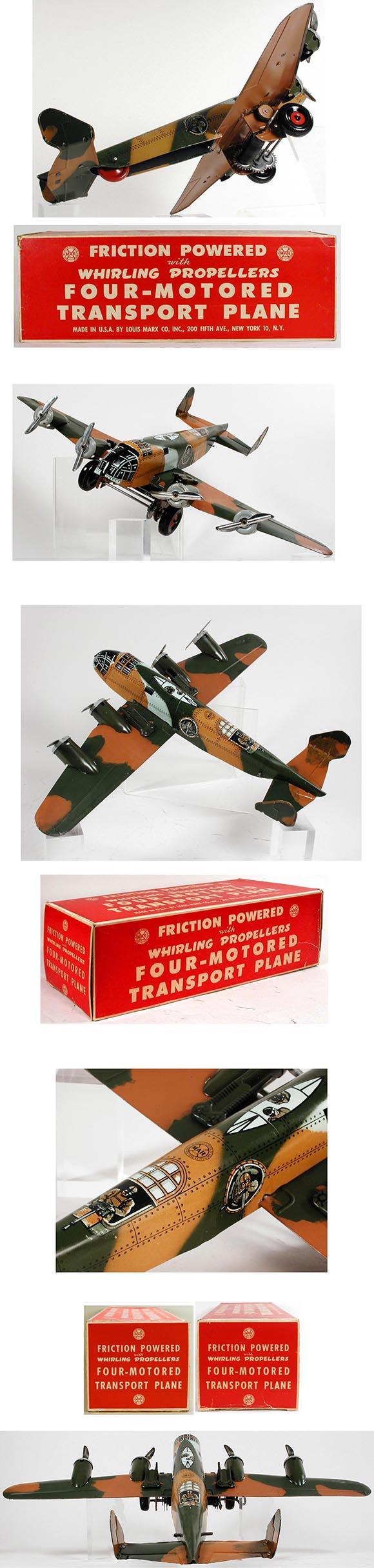 1942 Marx, Camouflage Four-Motor Transport Plane in Original Box